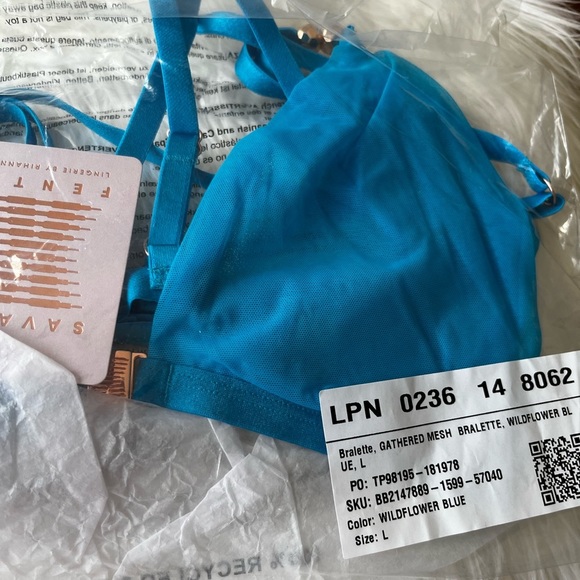 Savage X Fenty Wildflower Blue Strappy Bralette - Picture 6 of 11